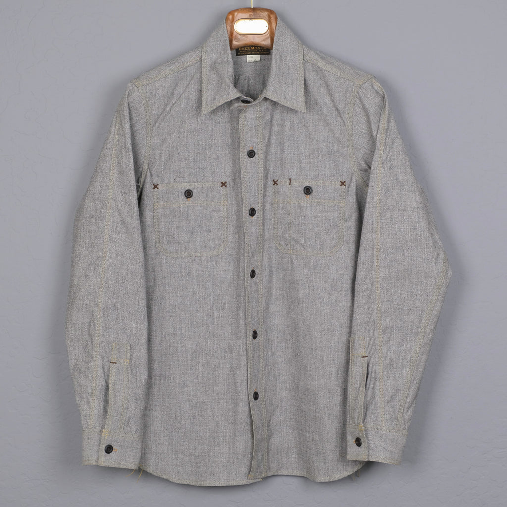 Freewheelers " Neal " Selvedge Chambray Shirt (White Pepper)