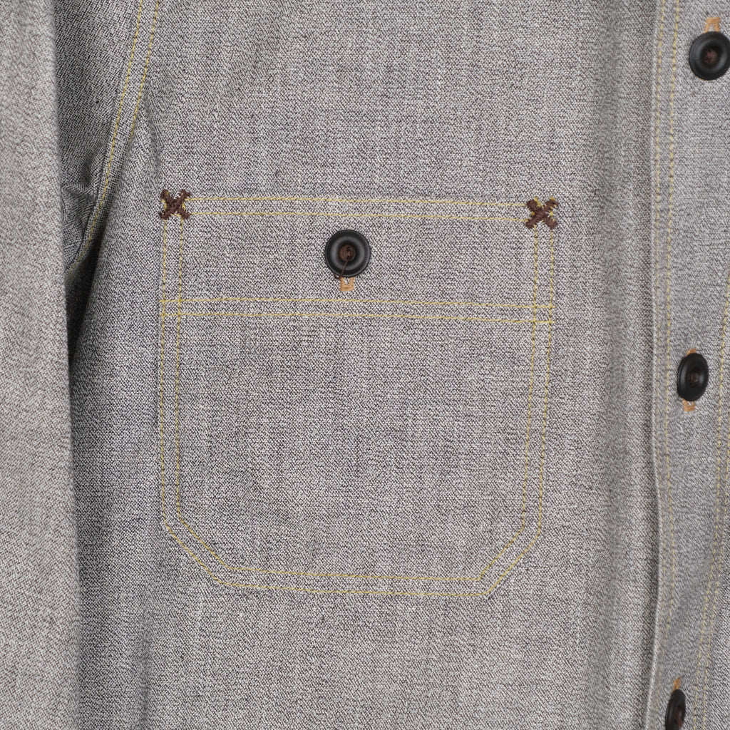 Freewheelers " Neal " Selvedge Chambray Shirt (White Pepper)