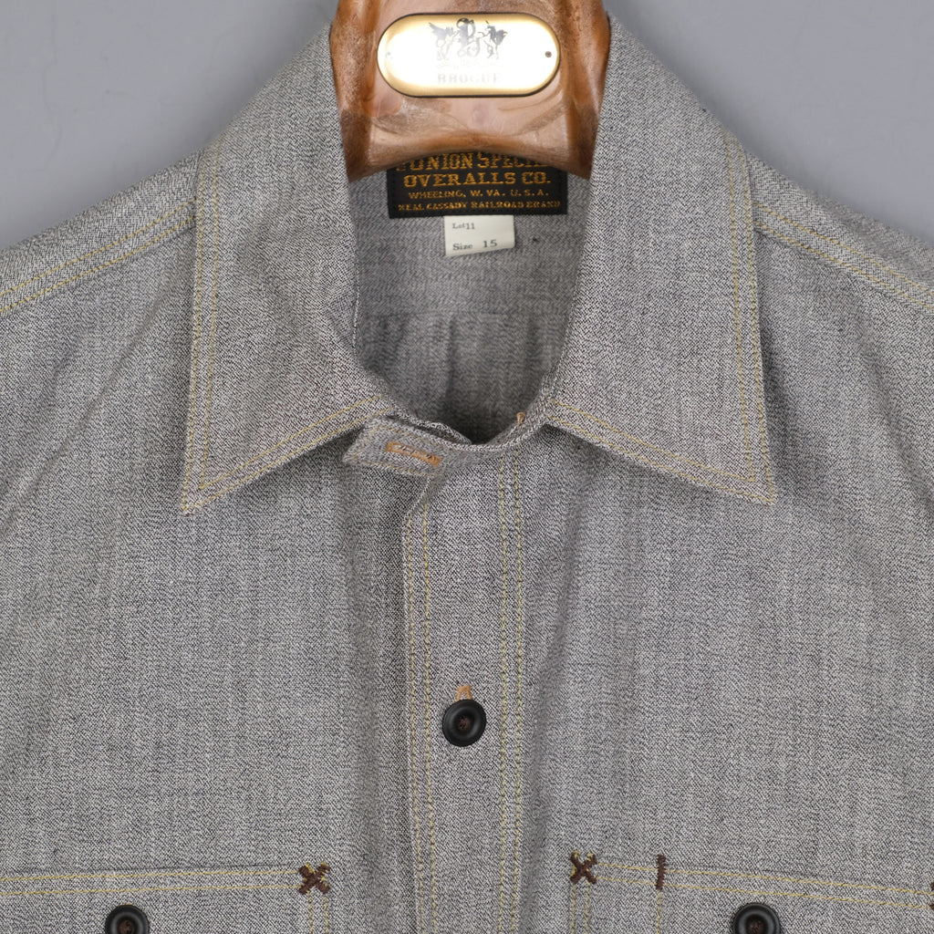 Freewheelers " Neal " Selvedge Chambray Shirt (White Pepper)