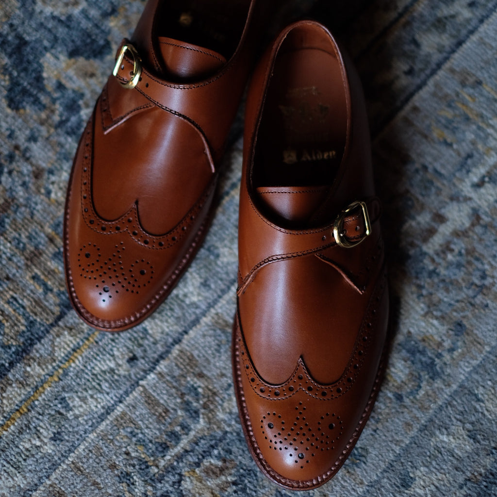 Alden x Brogue Wing Tip Monk Strap