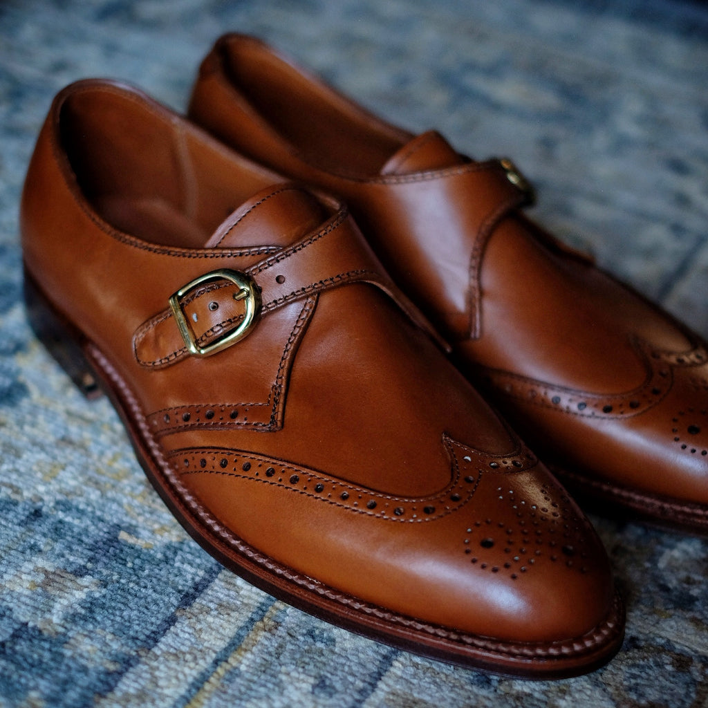 Alden x Brogue Wing Tip Monk Strap