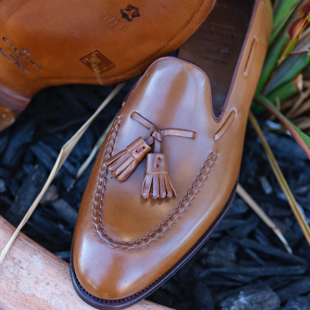 Carmina Bourbon Shell Cordovan Tassel Loafers