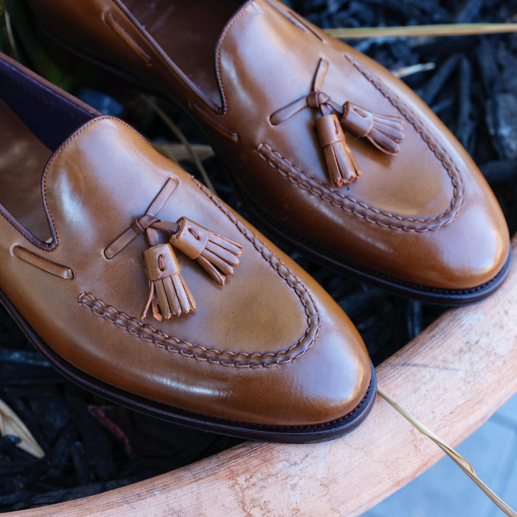 Carmina Bourbon Shell Cordovan Tassel Loafers