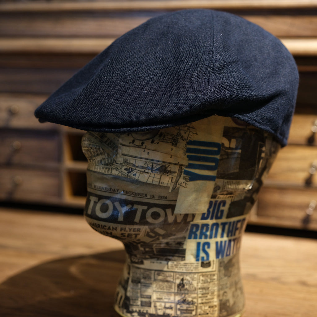 Cappellificio Biellese Navy Linen Driving Hat