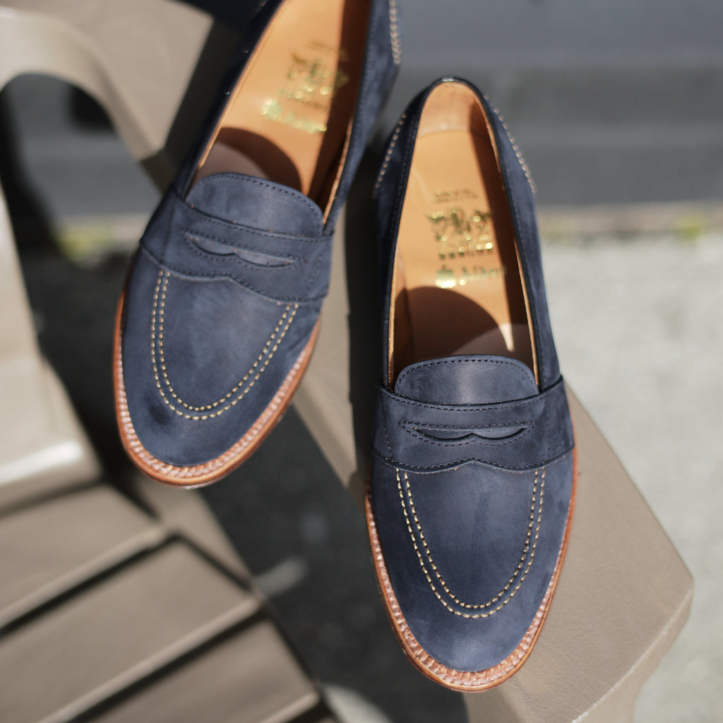 Alden x Brogue Navy Nubuck Full Strap Loafer