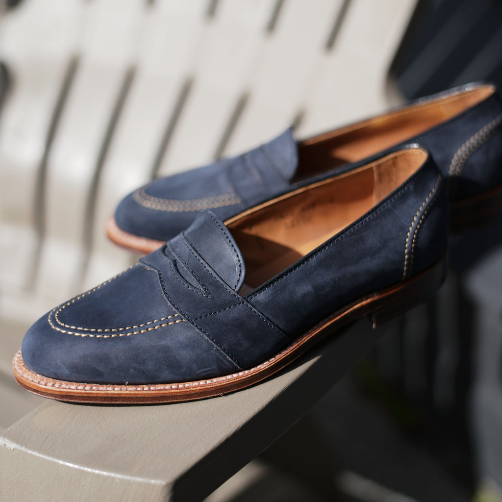 Alden x Brogue Navy Nubuck Full Strap Loafer