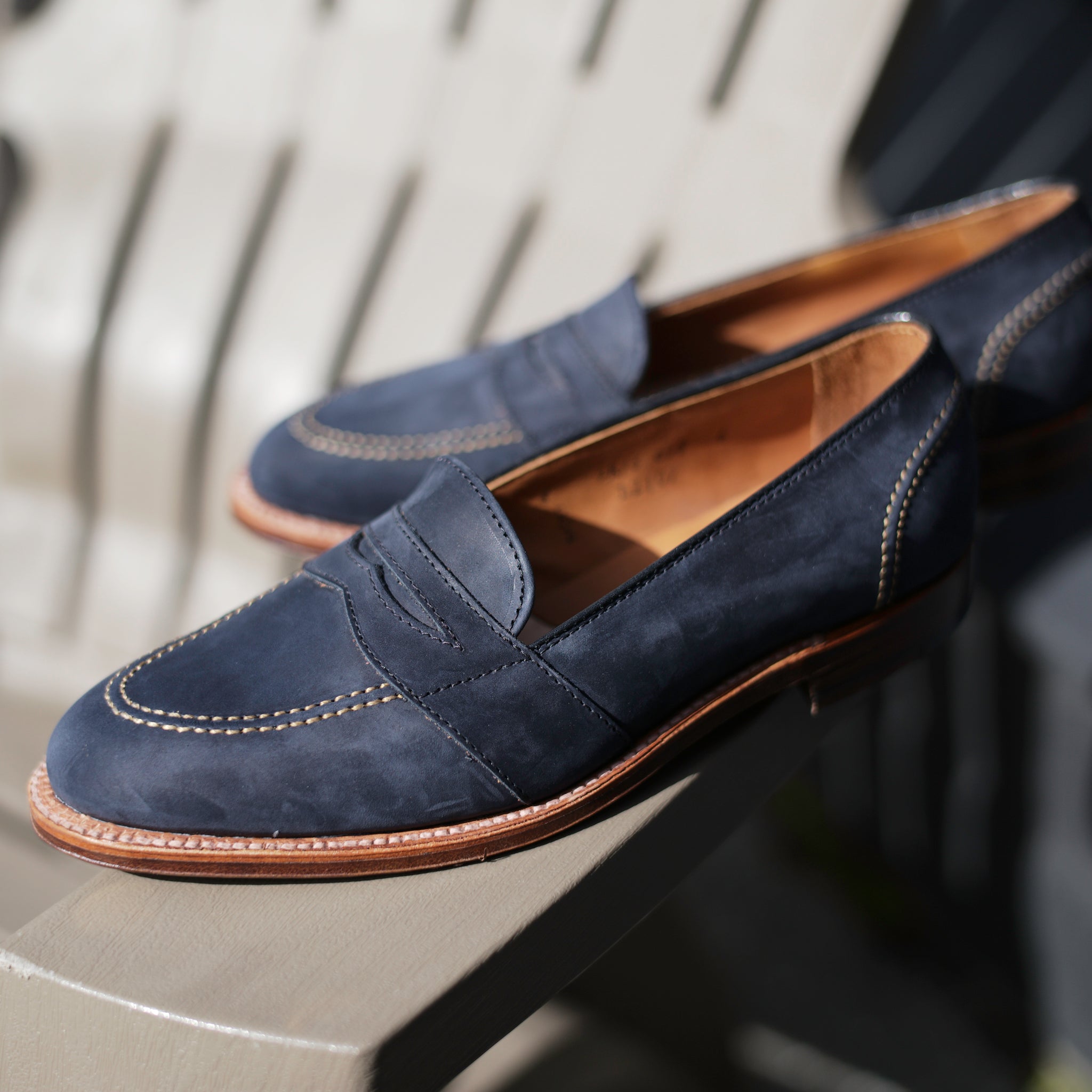 Alden x Brogue Navy Nubuck Full Strap Loafer – BROGUE