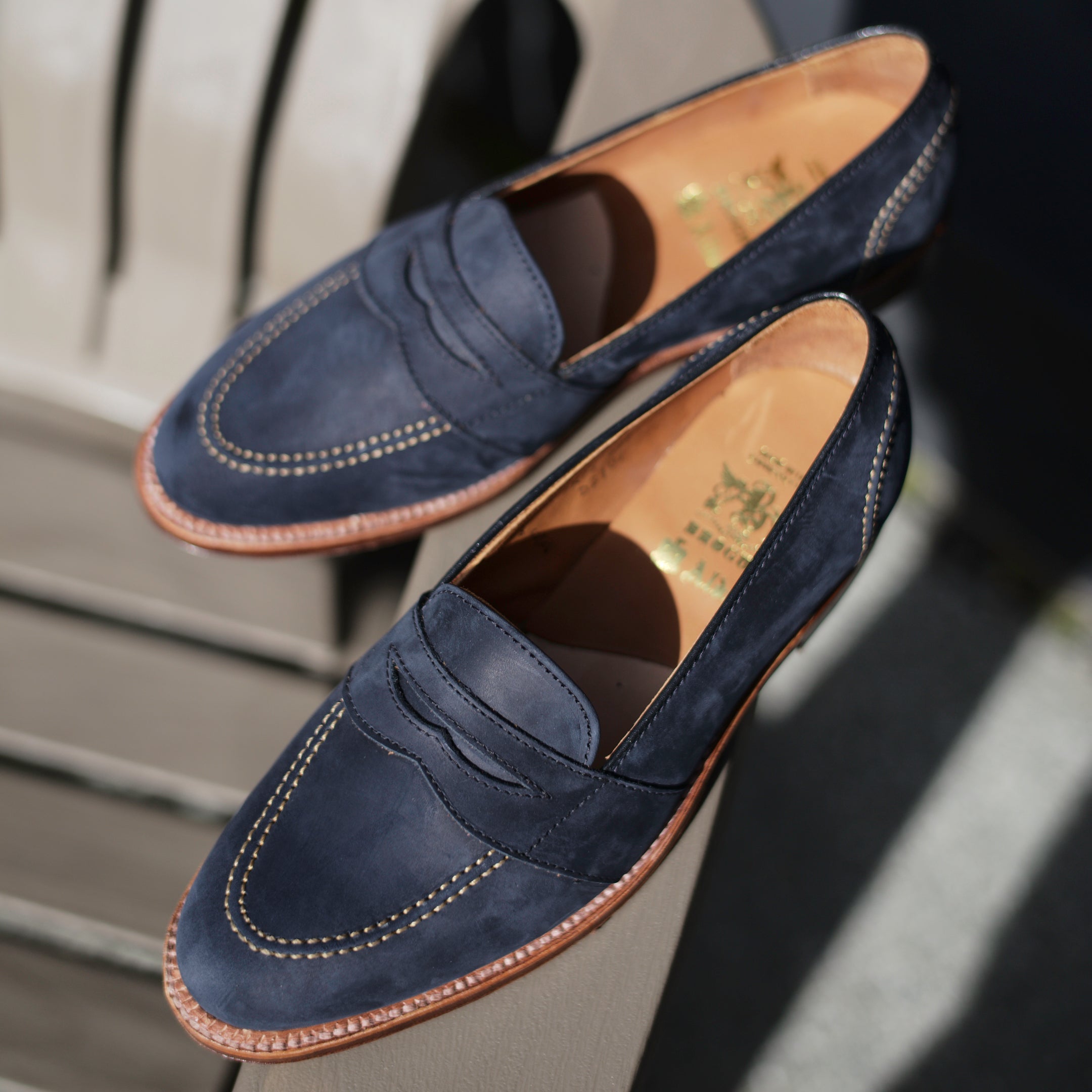 Alden x Brogue Navy Nubuck Full Strap Loafer – BROGUE