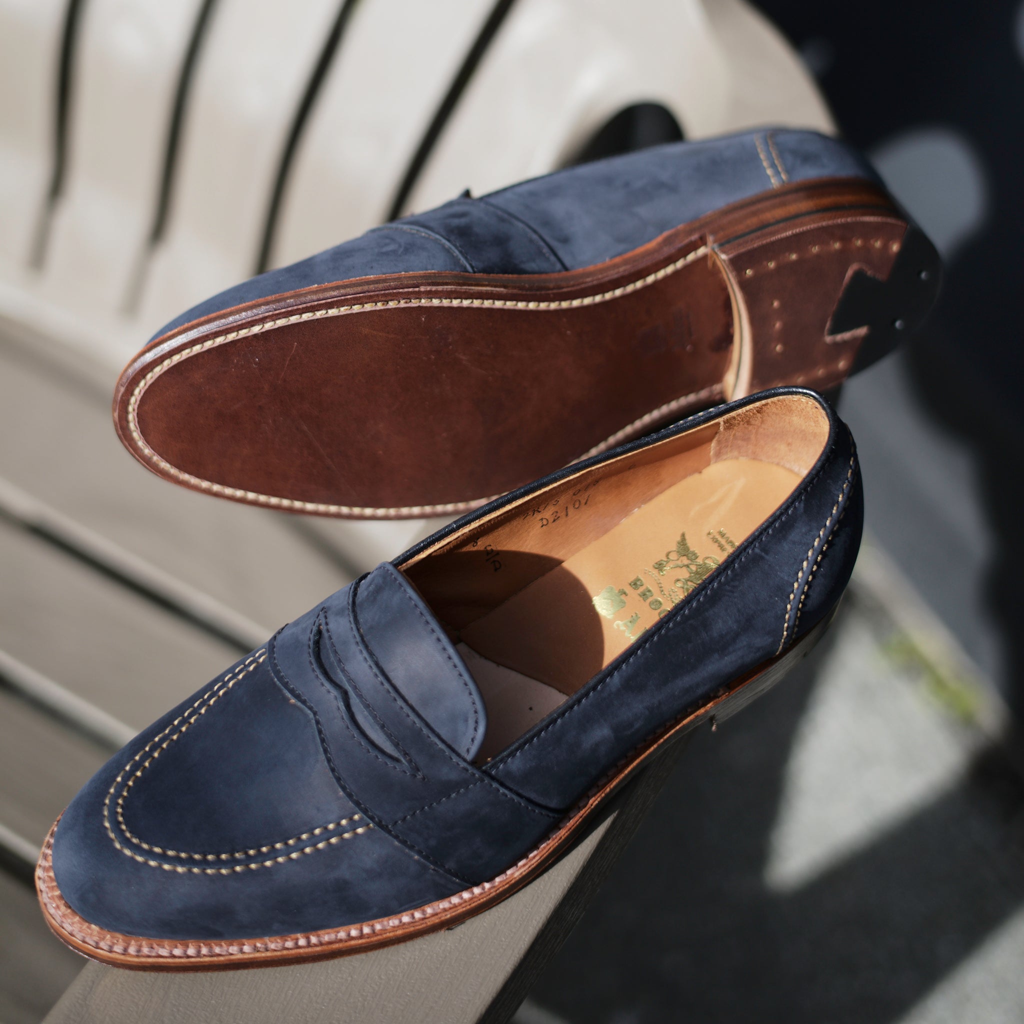Alden x Brogue Navy Nubuck Full Strap Loafer – BROGUE